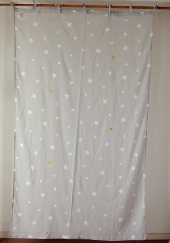 カーテン インド綿 100% スターナイト グレー  178cm×105cm