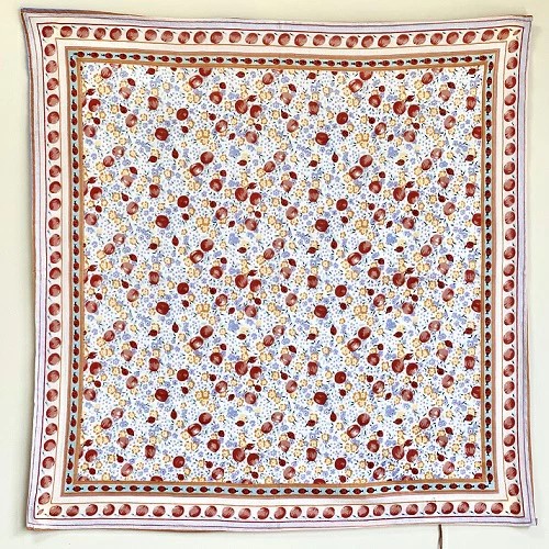バンダナ インド綿100% ポップ フラワーバグ  レッド 53cm×53cm