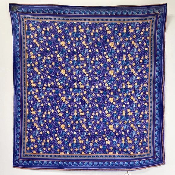 バンダナ インド綿100%  ポップ フラワーバグ  ネイビー  53cm×53cm