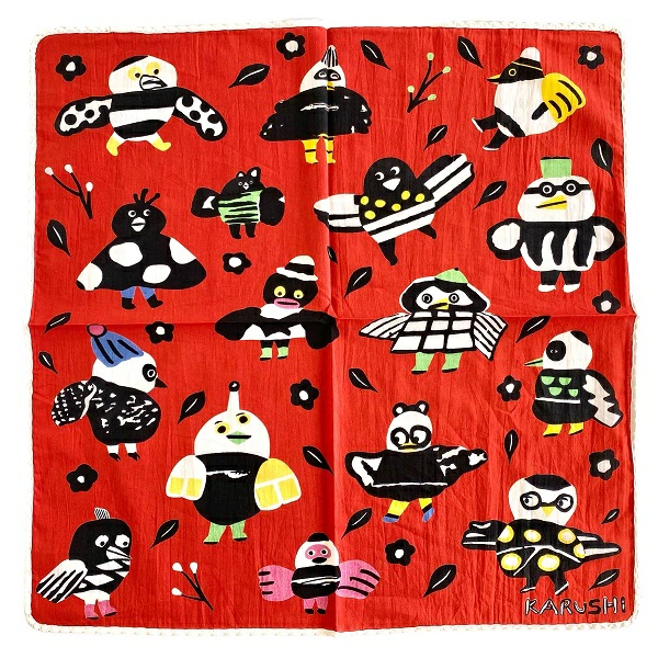 バンダナ インド綿100％  カントリー 柄  赤  52cm×52cm