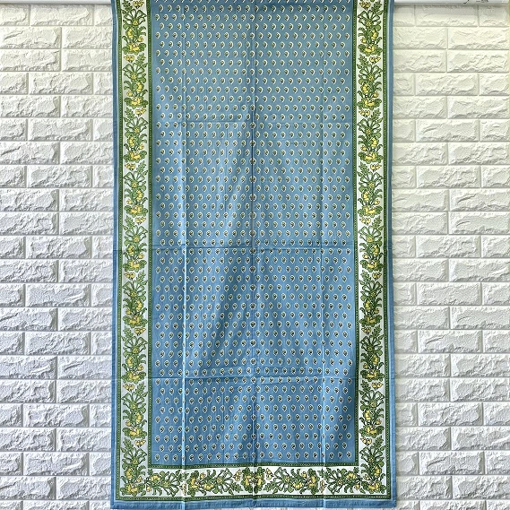 のれん インド綿100%トワルパント ターコイズ  150cm×85cm