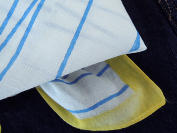 バンダナ・インド綿・北欧・幾何柄・ペンシルライン・カントリー・ブルー・アップ画像
