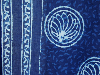 のれん・藍染・インド綿・和柄・インディゴ・丸花・藍色