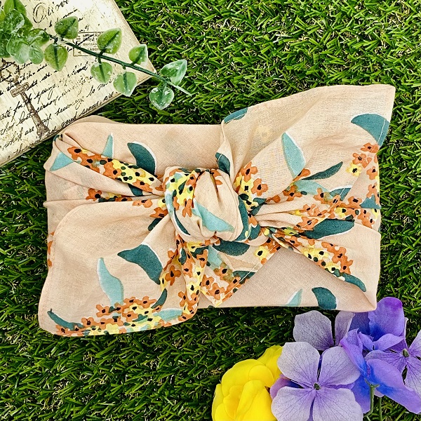 バンダナ インド綿100％  金木犀 ピンク 約55cm×55cm kb073