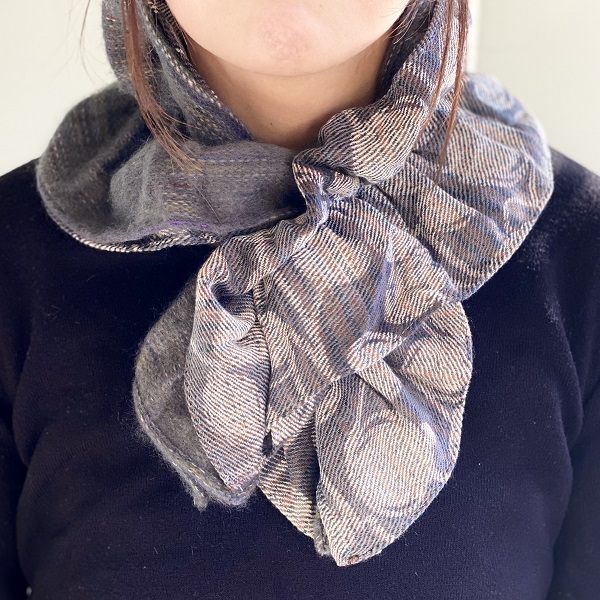 ティペット ネックウォーマー 先染め  水玉 グレー 16cm×115cm ks030