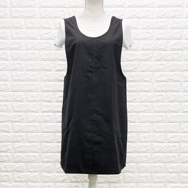 エプロン インド綿100％ シンプル ブラック 定番人気 北欧 カントリー 使いやすい フリーサイズ ke007