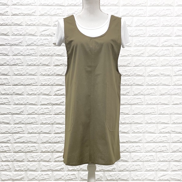 エプロン インド綿100％ シンプル カーキー 定番人気 北欧 カントリー 使いやすい フリーサイズ ke008