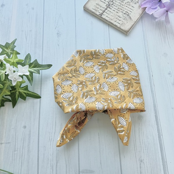 バンダナ インド綿100% フラワーバニエ イエロー 55cm×55cm