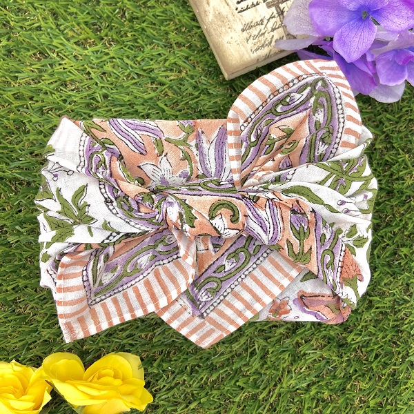 バンダナ インド綿100%  カリーノ ライラックピンク 約52cm×52cm