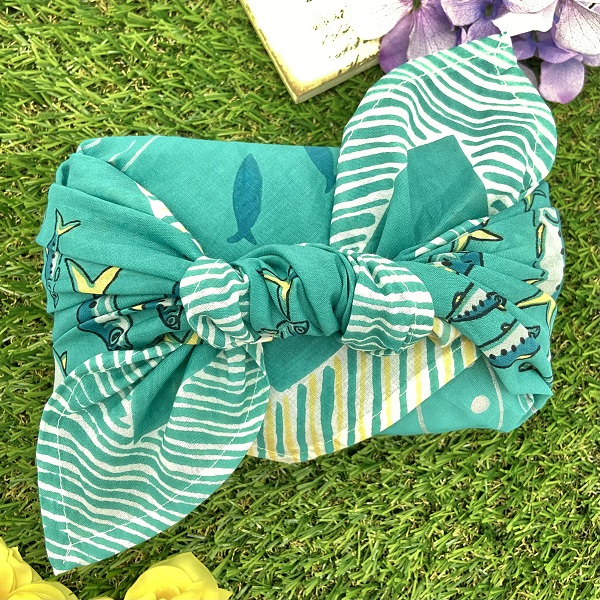 バンダナ インド綿100%  いわし グリーン 約53cm×53cm