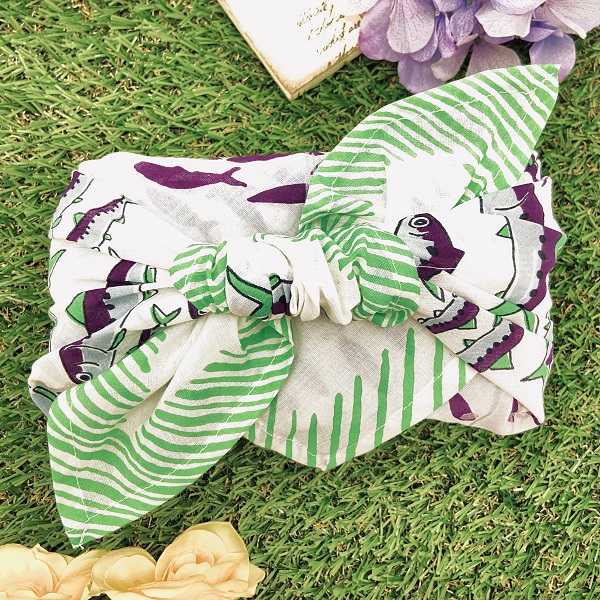 バンダナ インド綿100% いわし ホワイト 約53cm×53cm