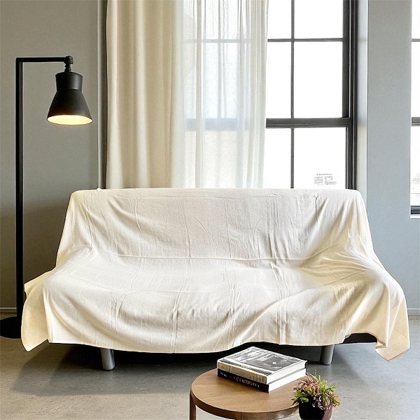 マルチカバー インド綿100% 無地 アイボリー 145cm×225cm