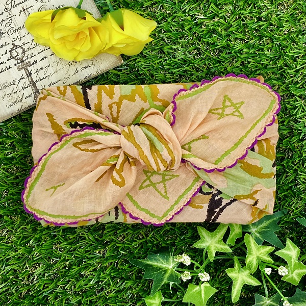 バンダナ インド綿100％ フクロウ 鳥  レッド 約53cm×53cm