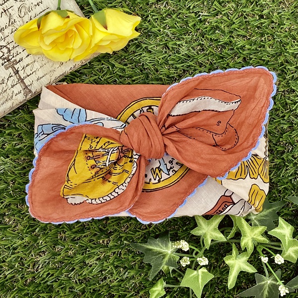 バンダナ インド綿100％   猫 アニマル  ピンク 約53cm×53cm