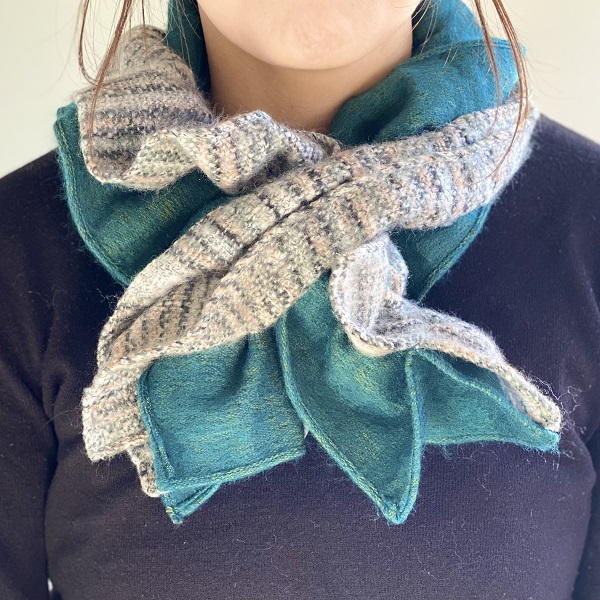 ティペット ネックウォーマー 先染め 着用しやすい  ブルー　16cm×115cm ks033